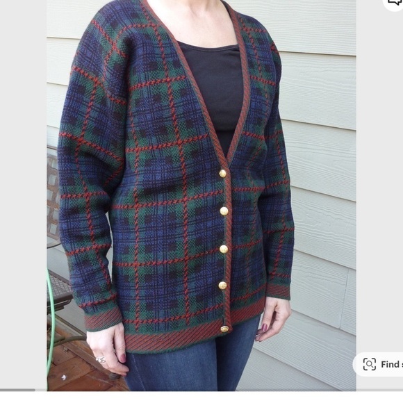 Pendleton Sweaters - Pendleton Woman's Cardigan Sweater Medium Plaid V Neck Wool Vintage Made in USA
